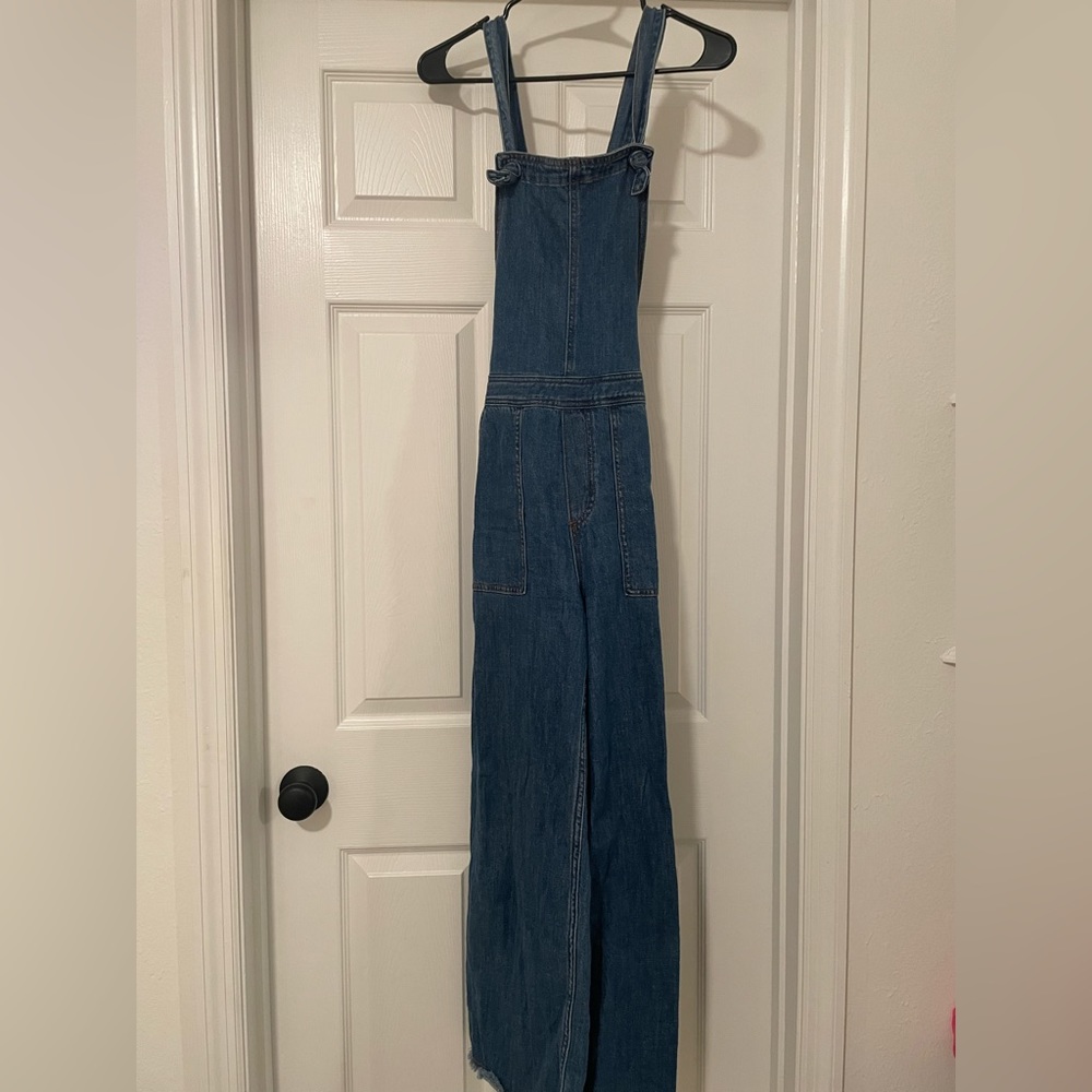 Boutique high waisted coveralls in denim
